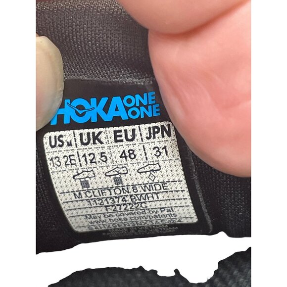 Hoka Clifton 8 Mens Black White Running Sneakers Sz 13EE SKU 9547 - Picture 6 of 16